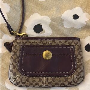 Coach Signature Brown and Purple Wristlet